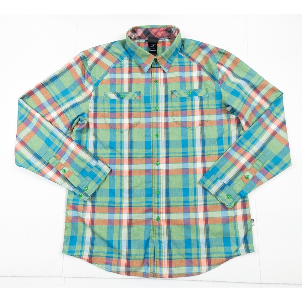 The North Face Shirt Mens Large Green Button Down Long Sleeve Plaid Outdoors